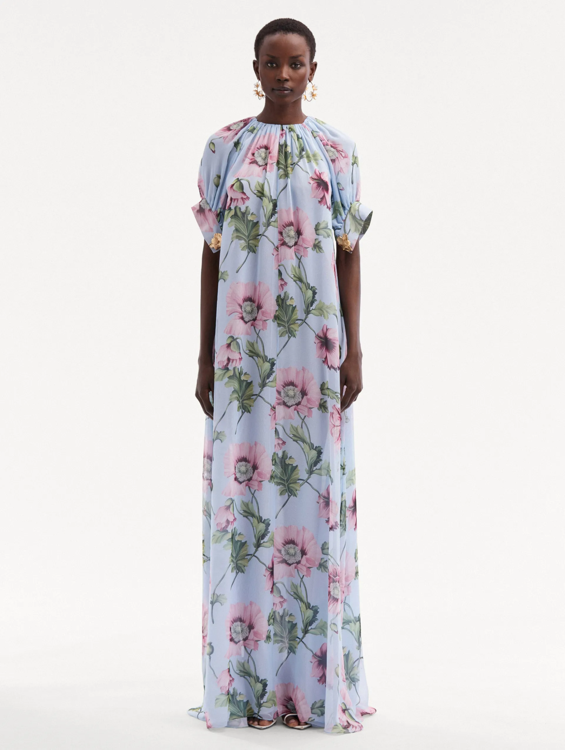 Poppy Silk Chiffon Caftan