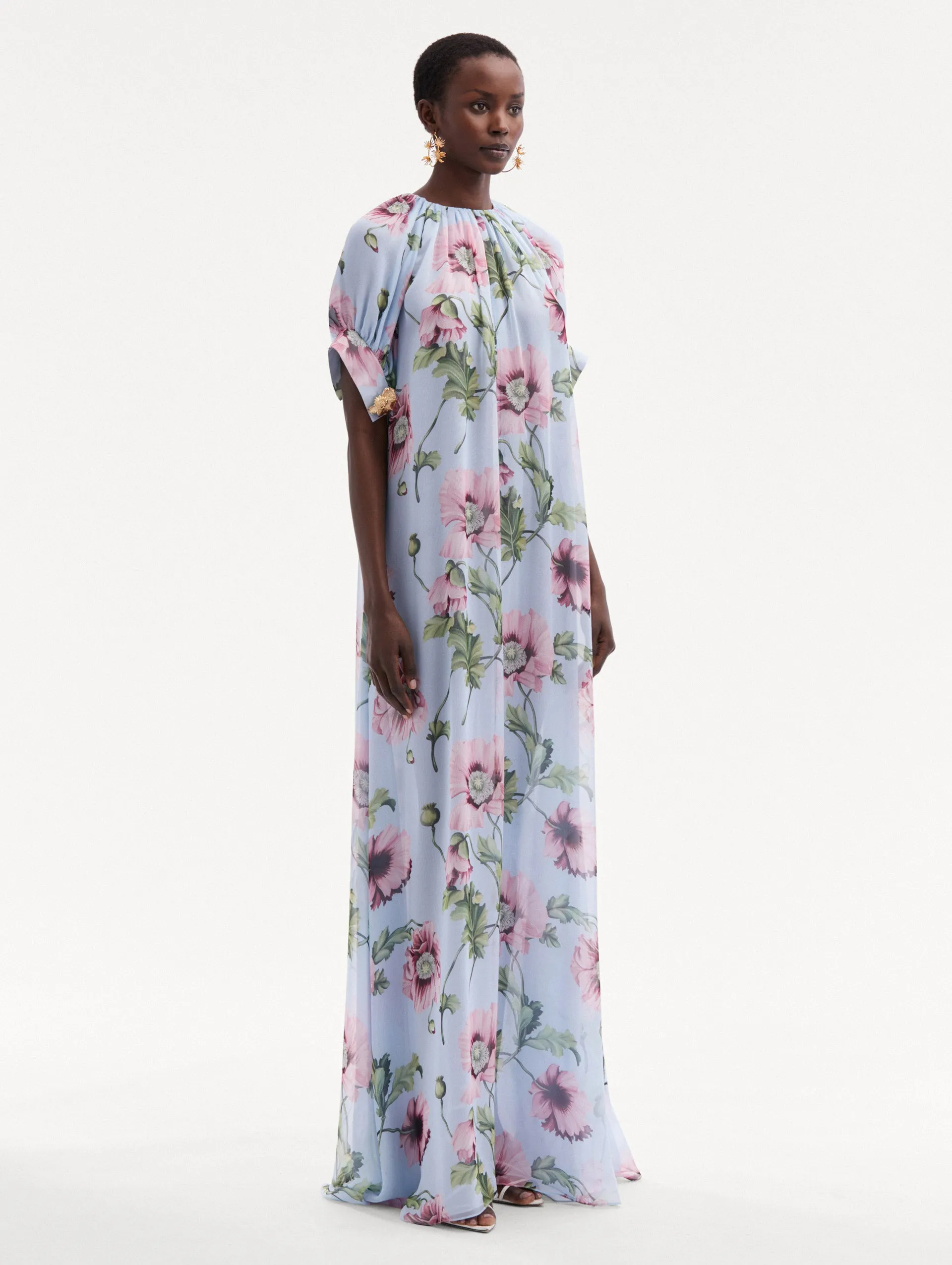 Poppy Silk Chiffon Caftan