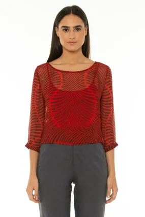 Pre-Order 7/8 Sleeve Blouse Baru Red
