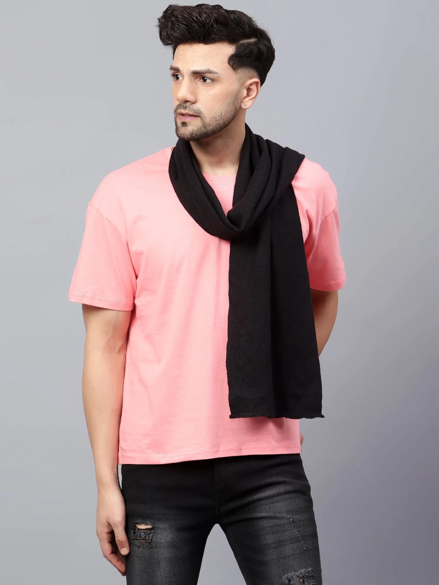 Pure Wool Black Muffler for Men
