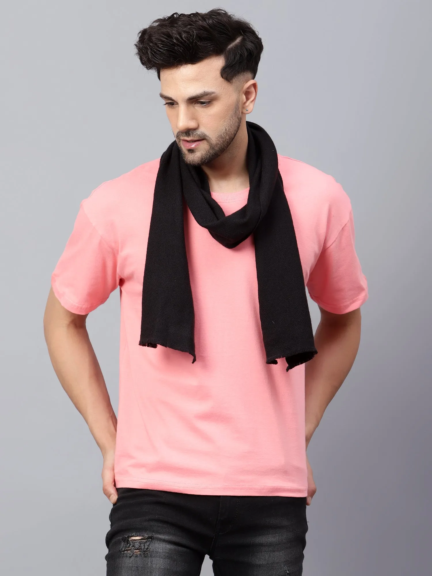 Pure Wool Black Muffler for Men