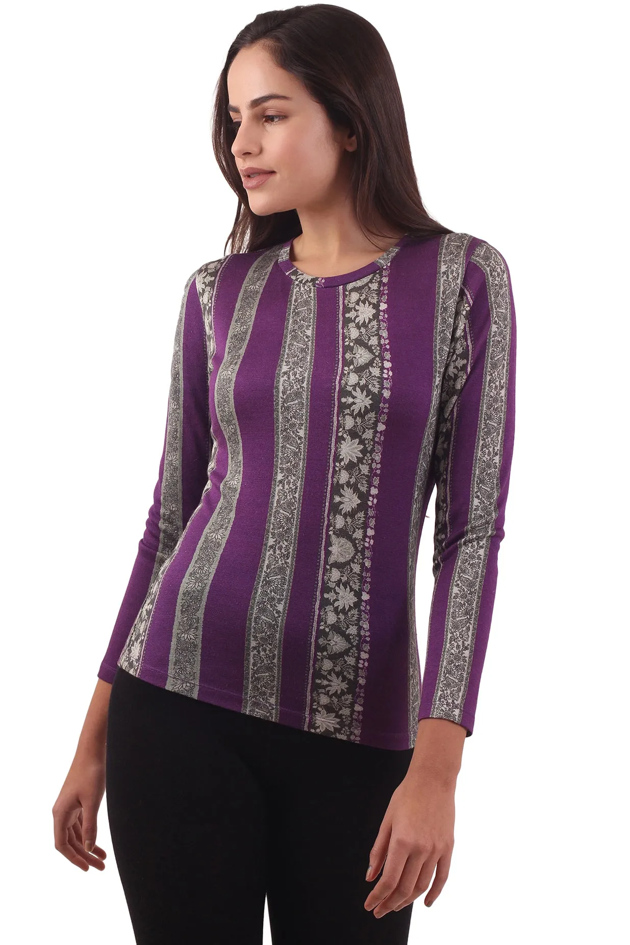 Purple Patterned Striper Top