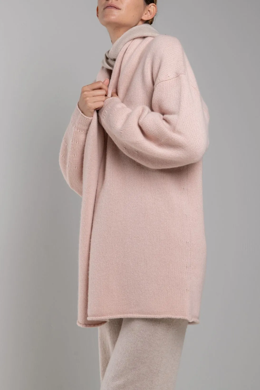 RECYCLED CASHMERE SHAWL COLLAR CARDIGAN