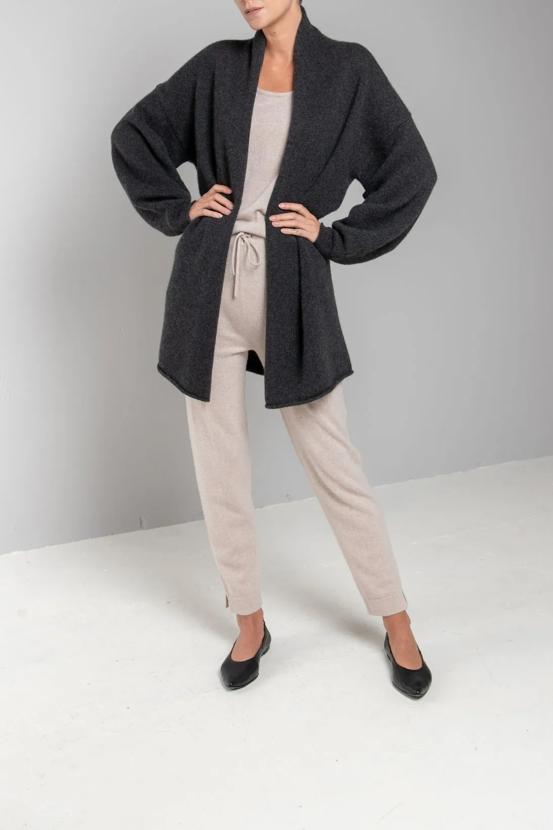 RECYCLED CASHMERE SHAWL COLLAR CARDIGAN