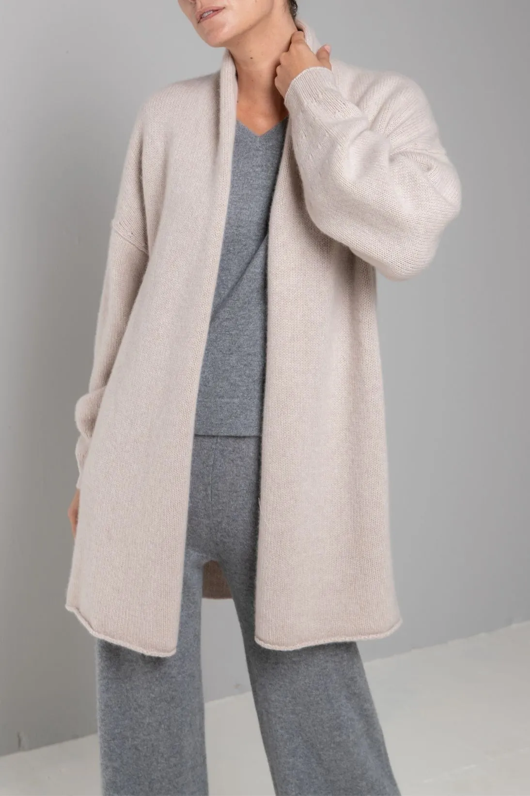 RECYCLED CASHMERE SHAWL COLLAR CARDIGAN