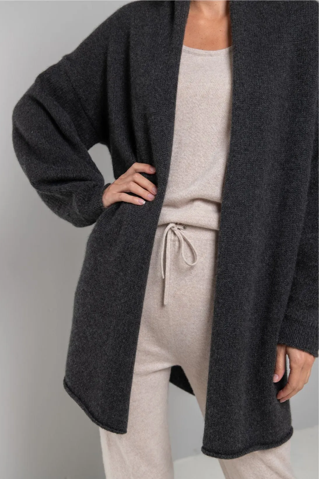 RECYCLED CASHMERE SHAWL COLLAR CARDIGAN