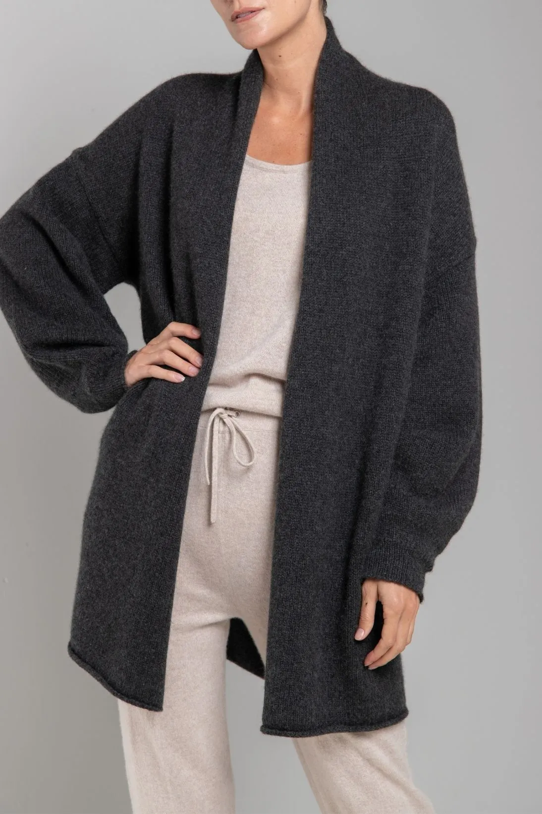 RECYCLED CASHMERE SHAWL COLLAR CARDIGAN