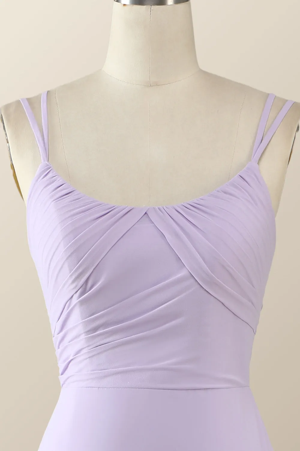 Scoop Mint Green Chiffon Pleated Long Bridesmaid Dress