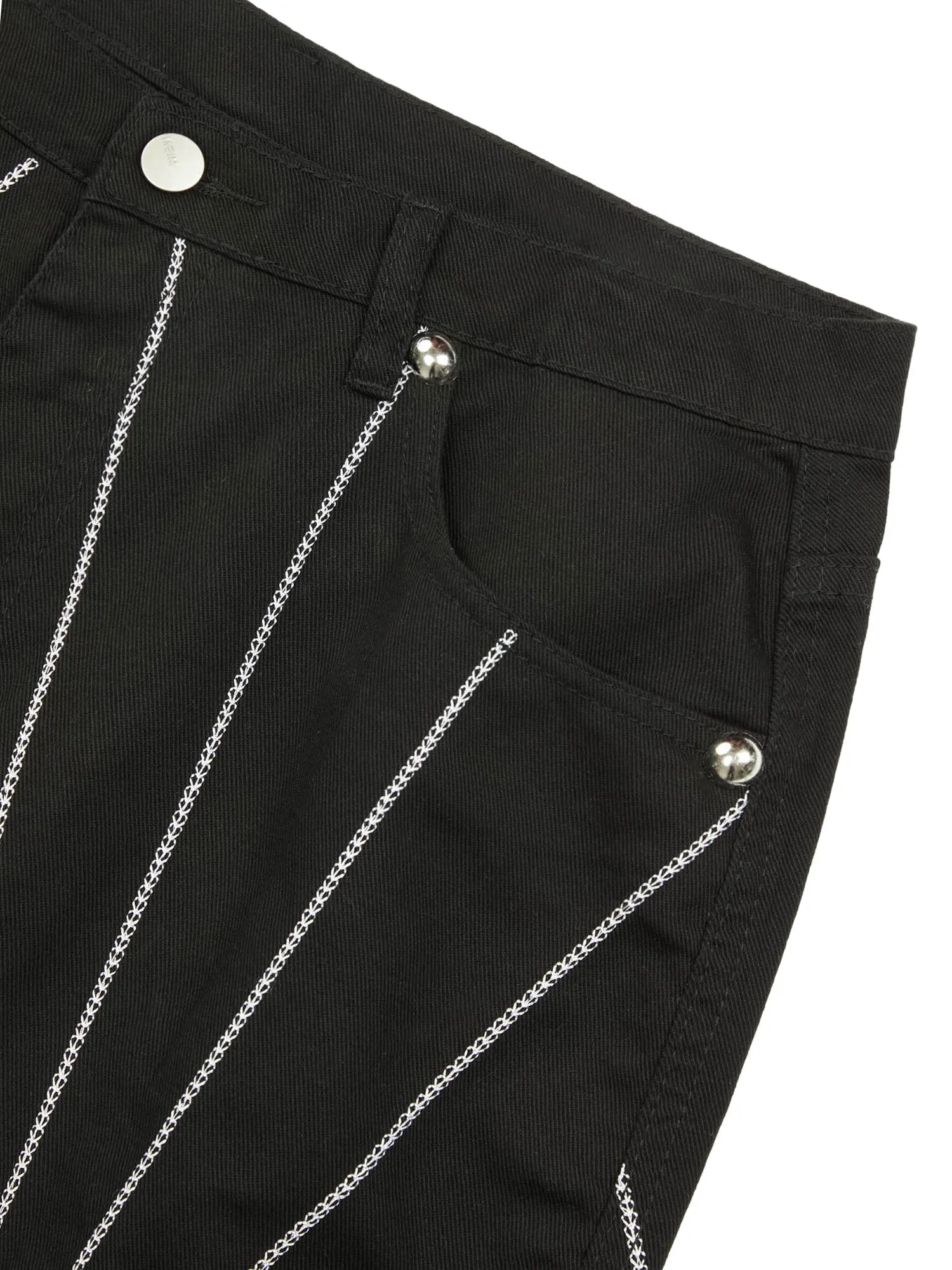 Sneakerhill Heavy Spider Web Embroidered Topstitch Jeans/French trousers