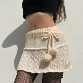 Solid Color Sweater Miniskirt