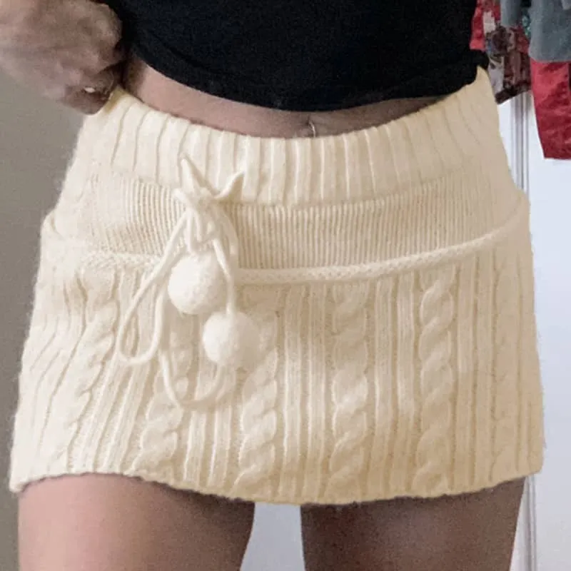 Solid Color Sweater Miniskirt