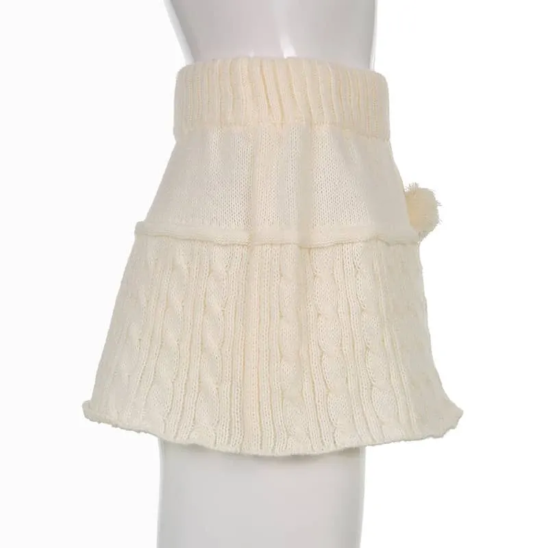 Solid Color Sweater Miniskirt