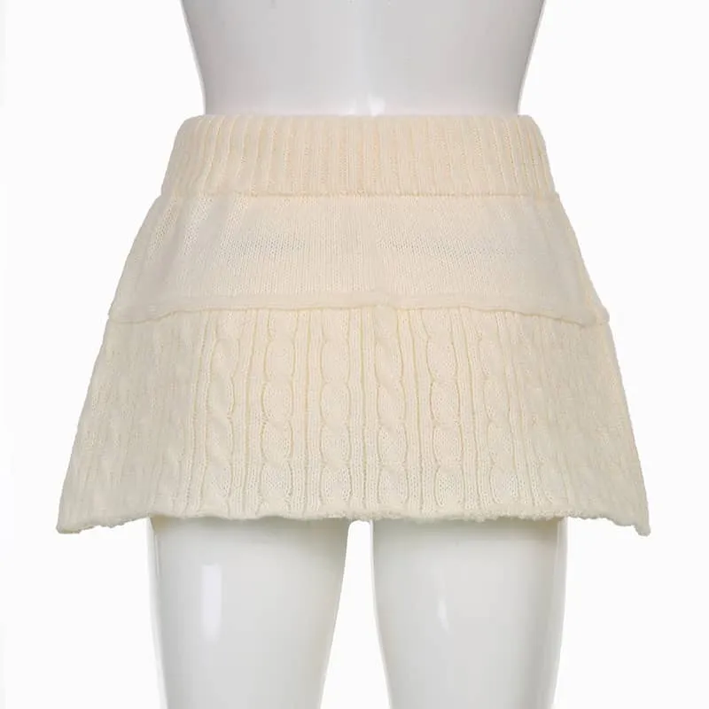 Solid Color Sweater Miniskirt