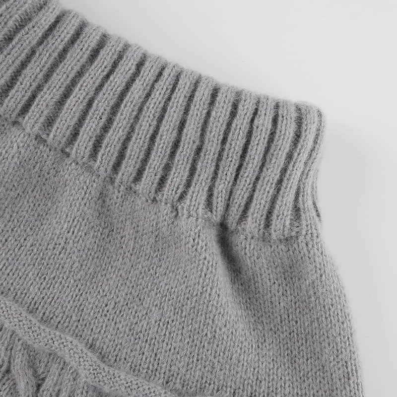Solid Color Sweater Miniskirt