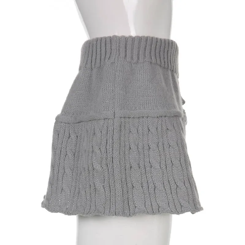 Solid Color Sweater Miniskirt