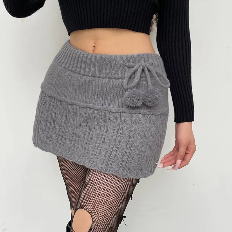 Solid Color Sweater Miniskirt