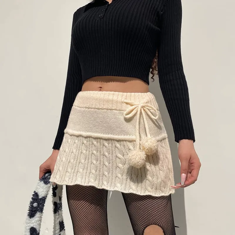 Solid Color Sweater Miniskirt