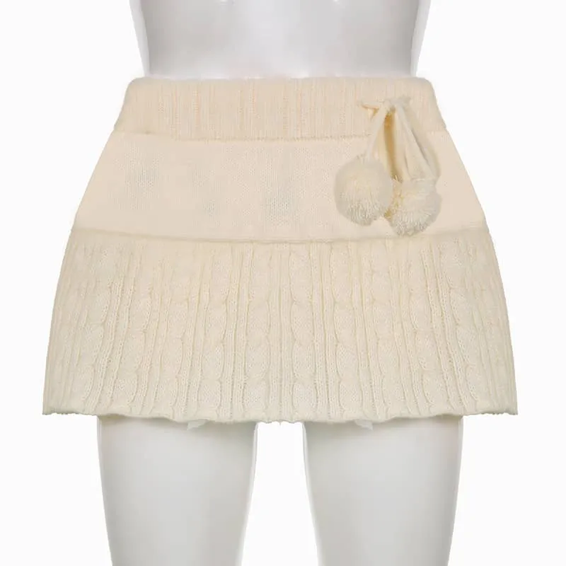 Solid Color Sweater Miniskirt