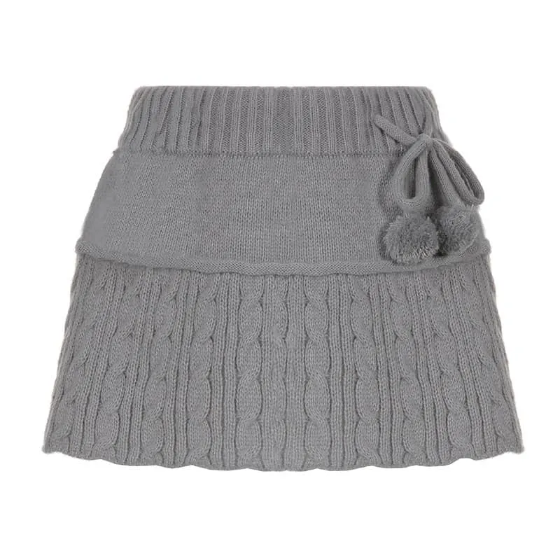 Solid Color Sweater Miniskirt