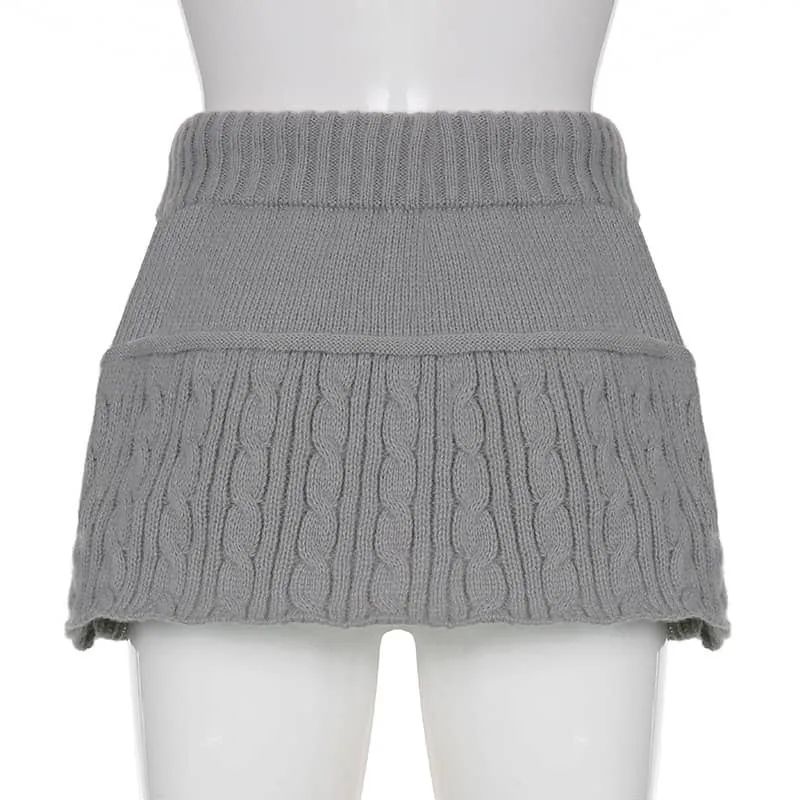Solid Color Sweater Miniskirt
