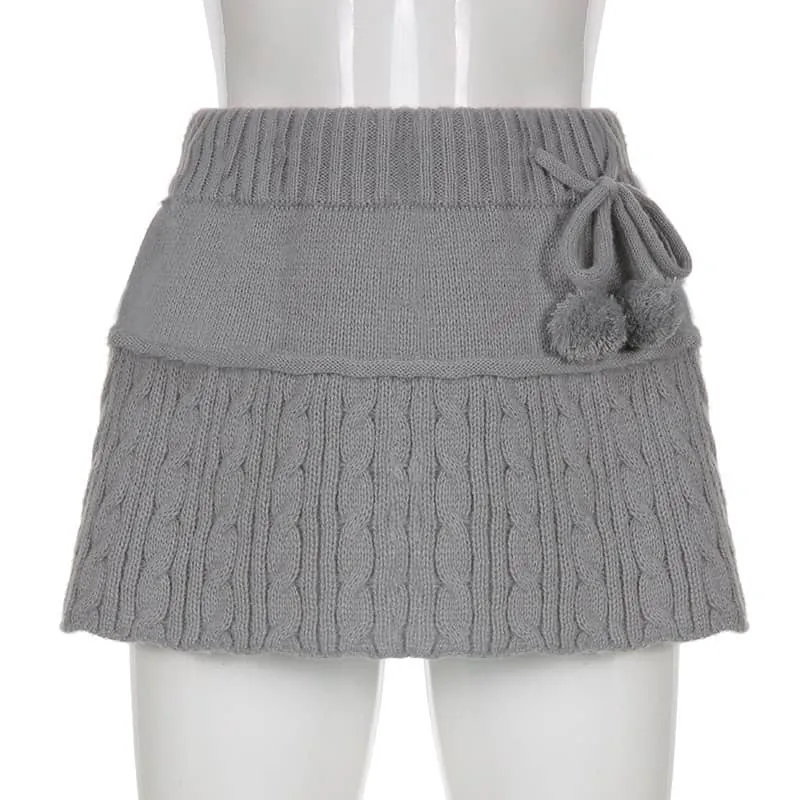 Solid Color Sweater Miniskirt