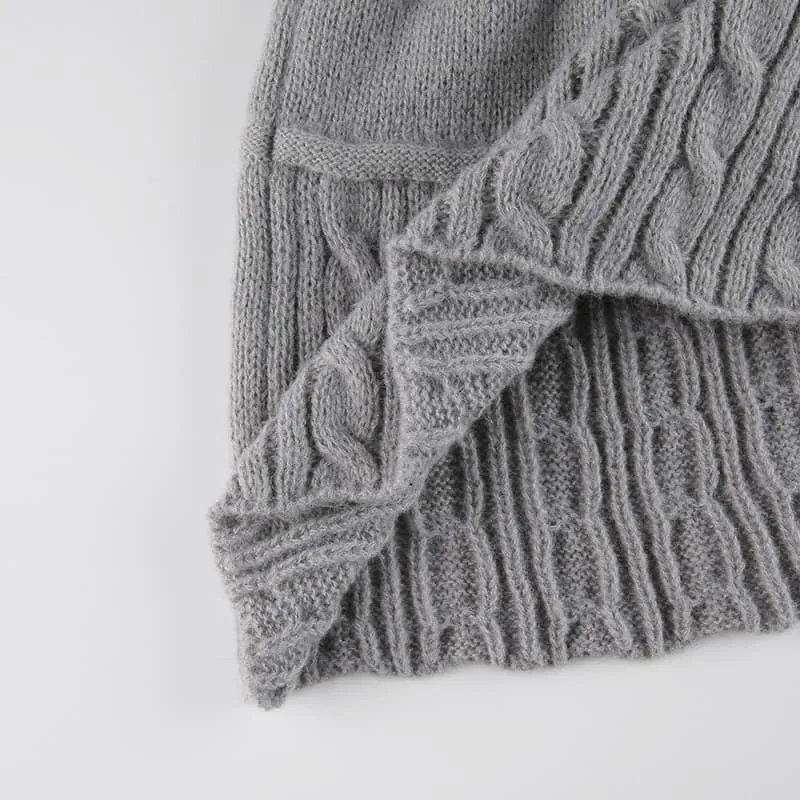 Solid Color Sweater Miniskirt