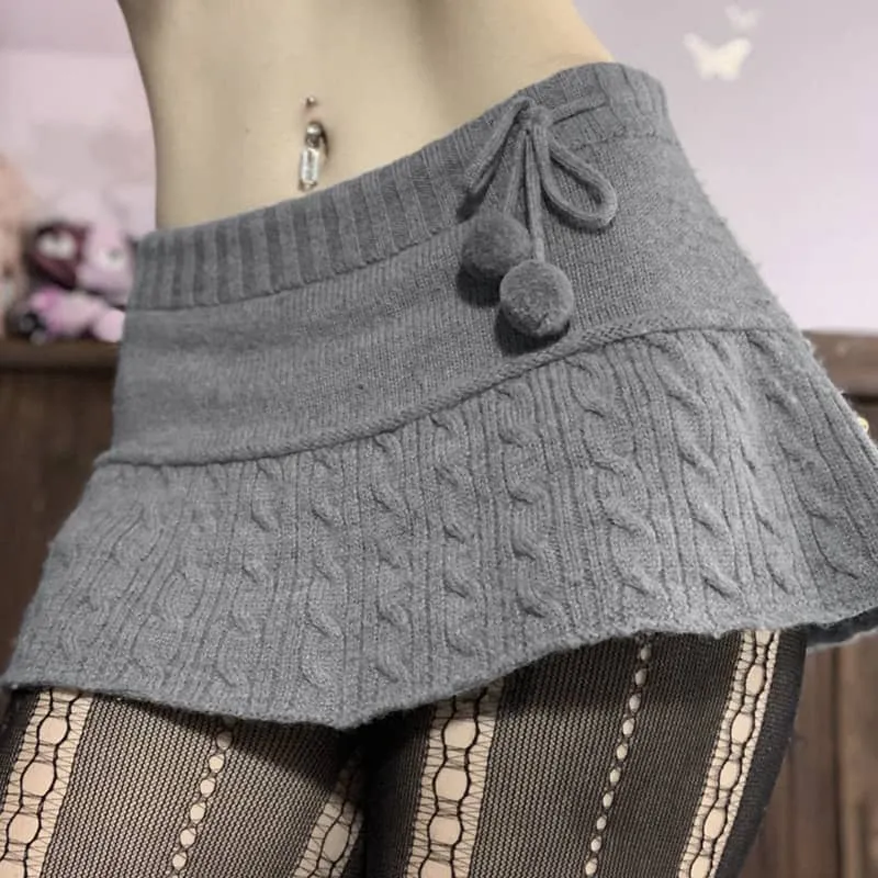 Solid Color Sweater Miniskirt