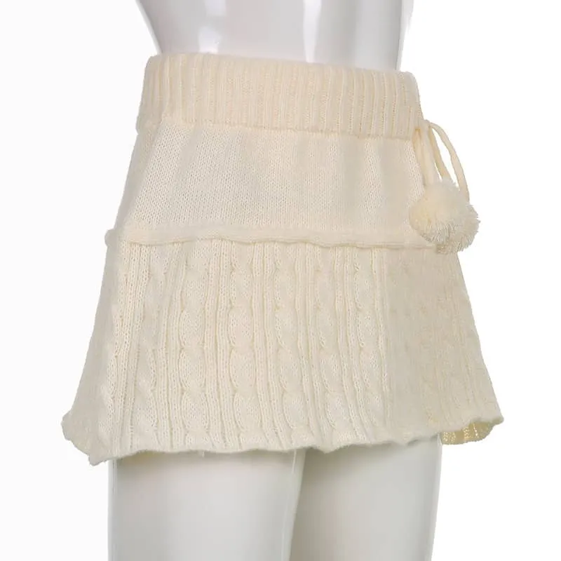 Solid Color Sweater Miniskirt