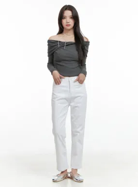 Solid Cotton Straight Pants OG412