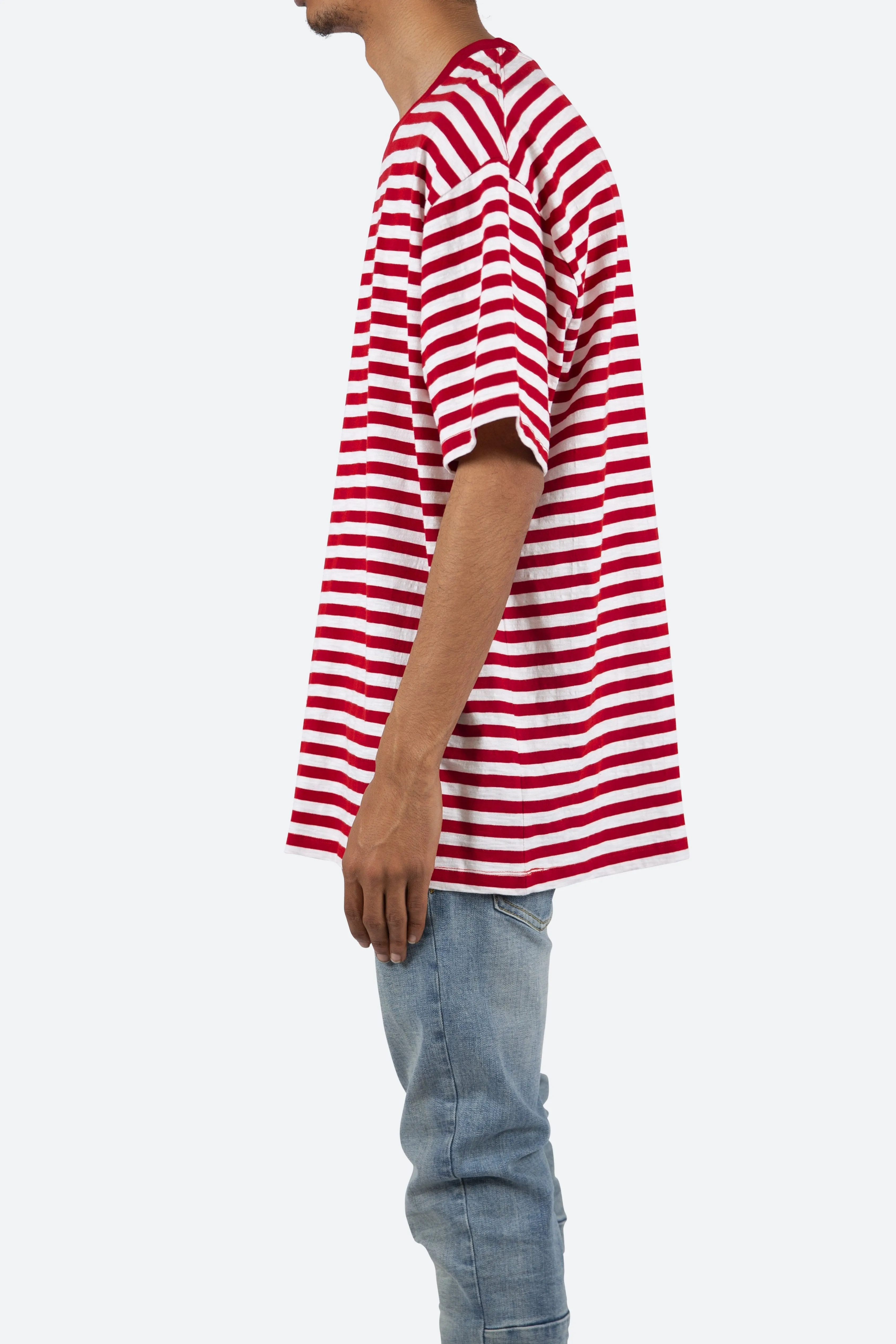 Striped Boxy Tee - Red/White