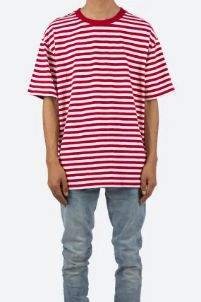 Striped Boxy Tee - Red/White