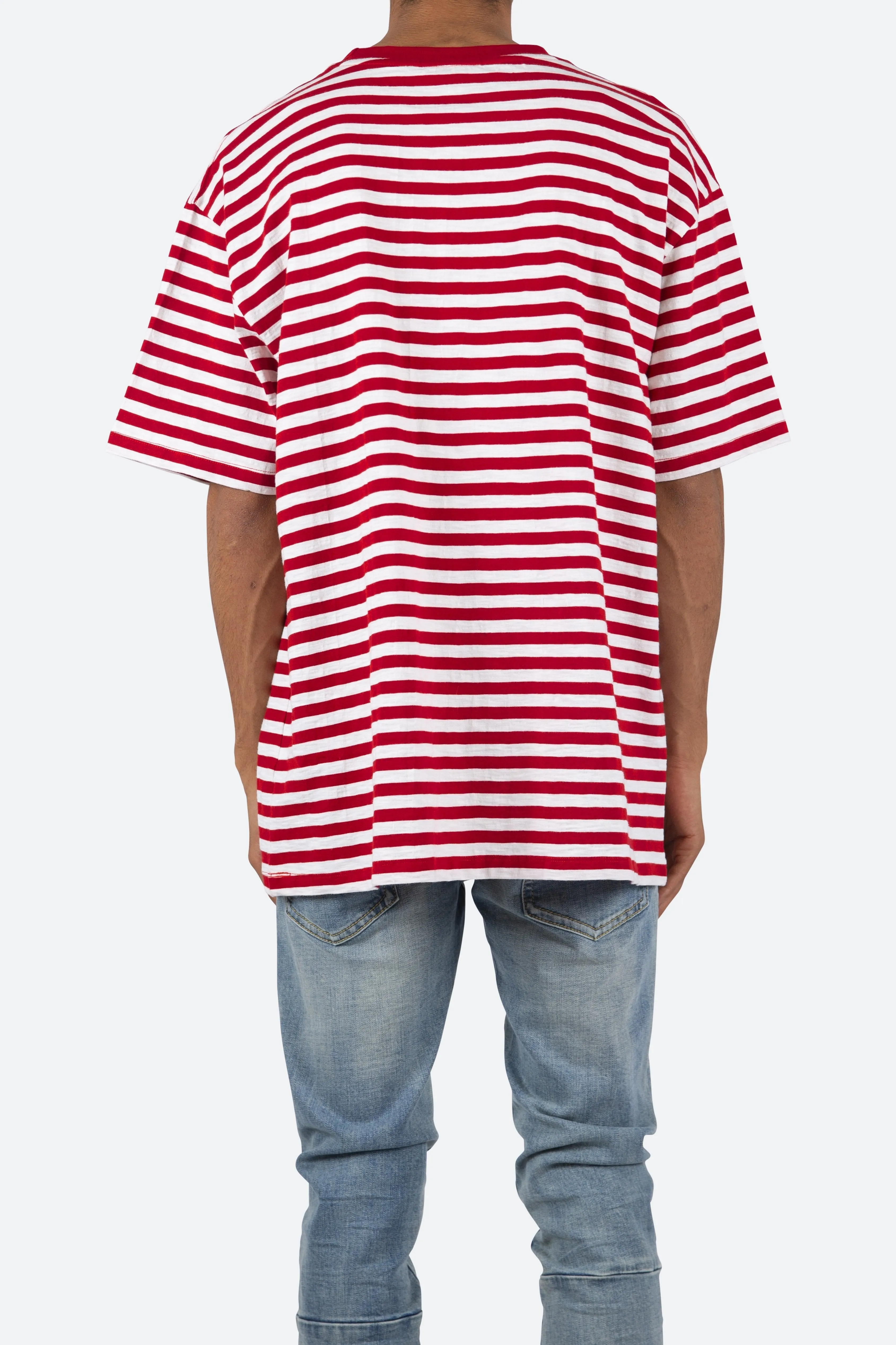 Striped Boxy Tee - Red/White