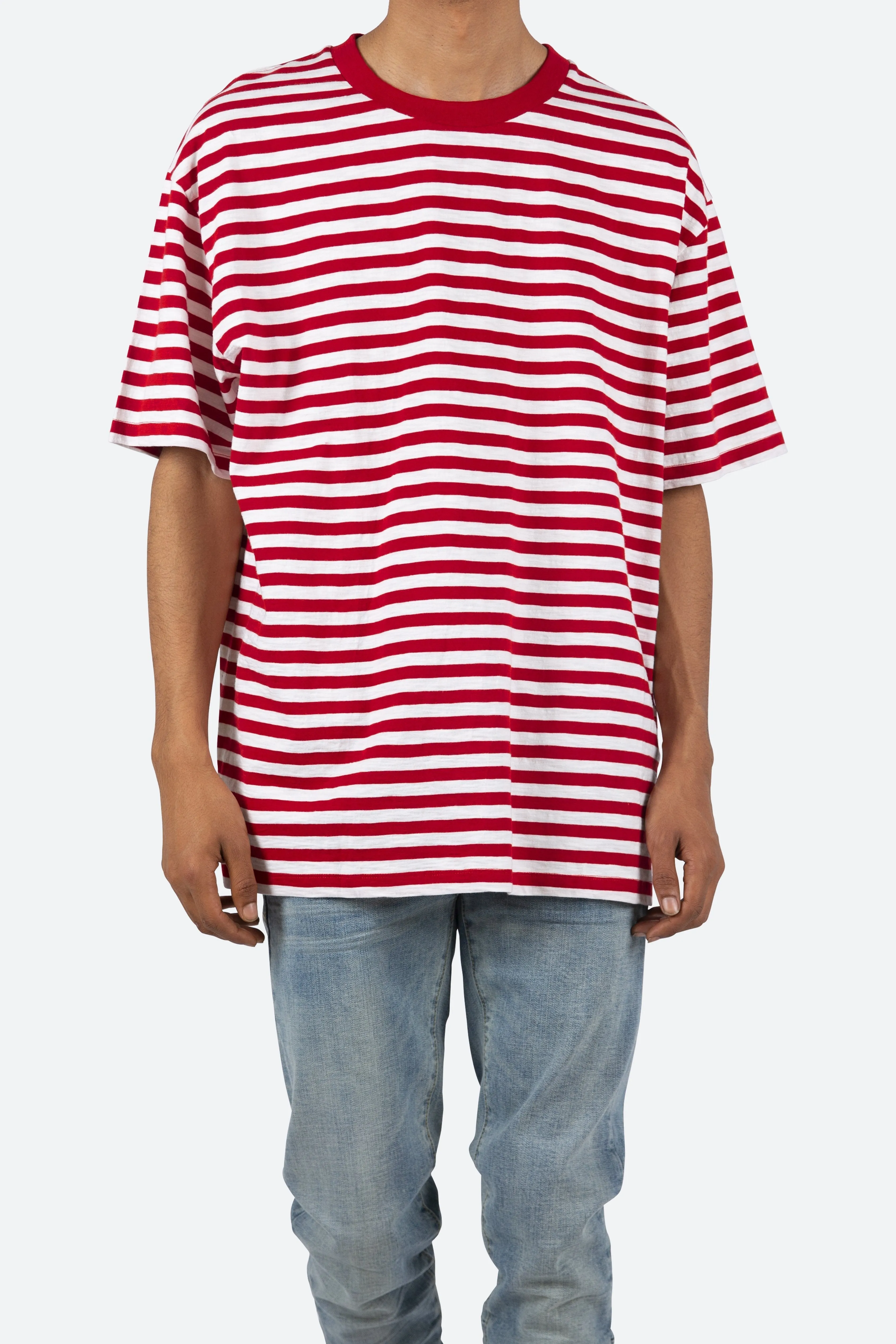 Striped Boxy Tee - Red/White