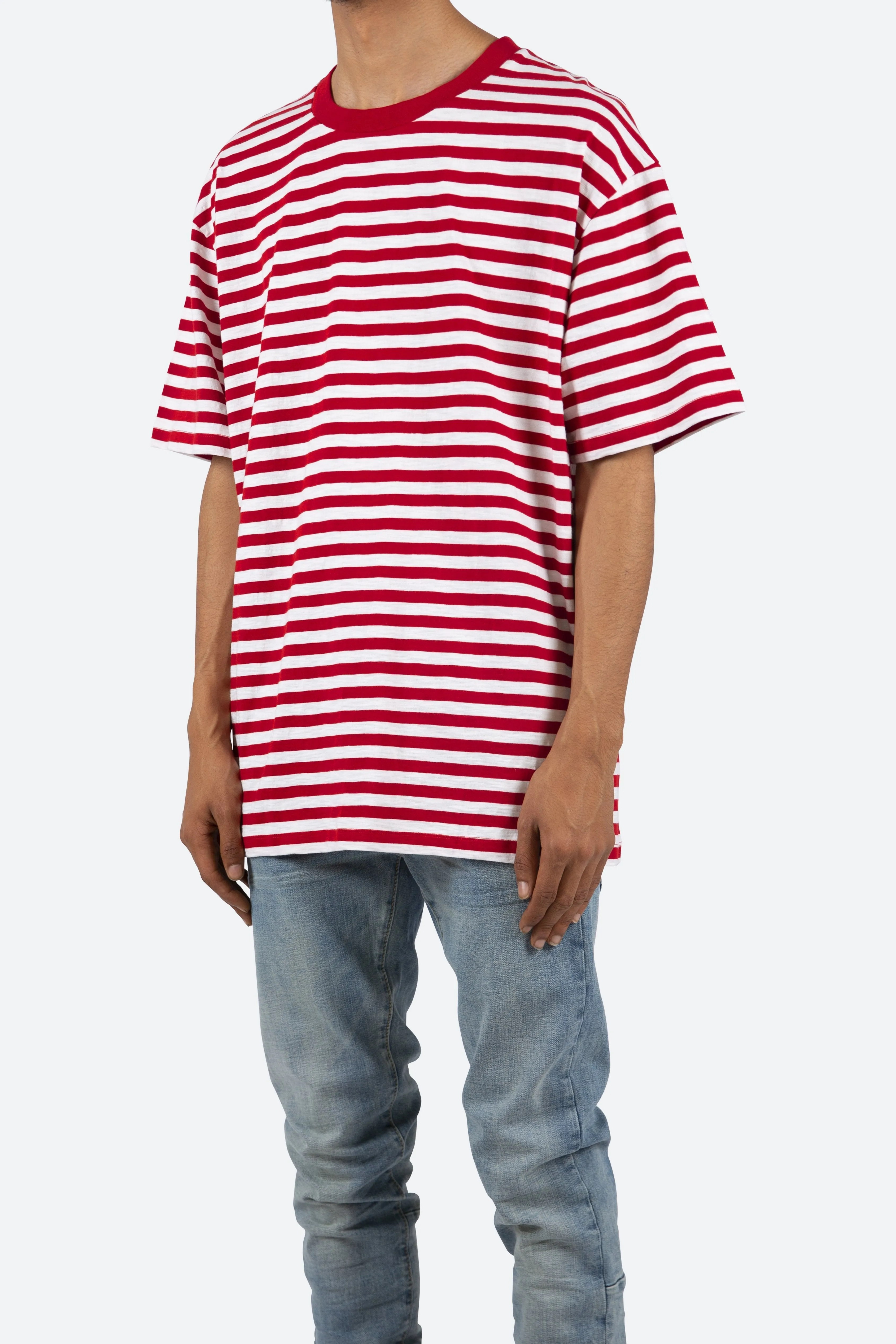Striped Boxy Tee - Red/White