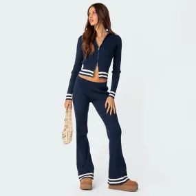 Striped cardigan trousers two-piece set