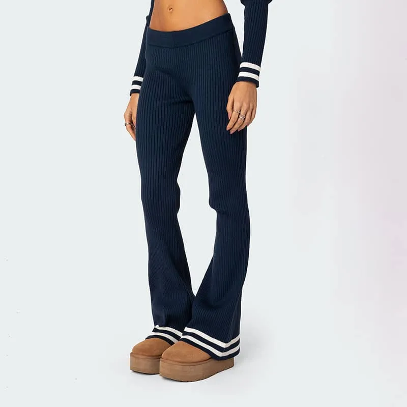 Striped cardigan trousers two-piece set
