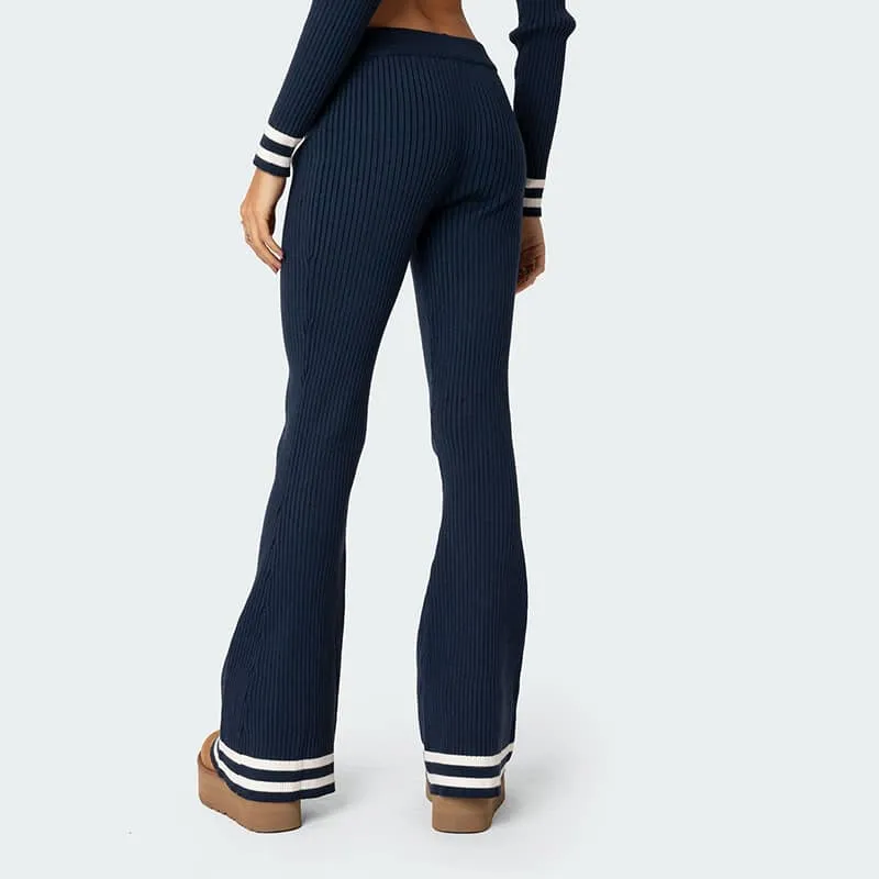 Striped cardigan trousers two-piece set