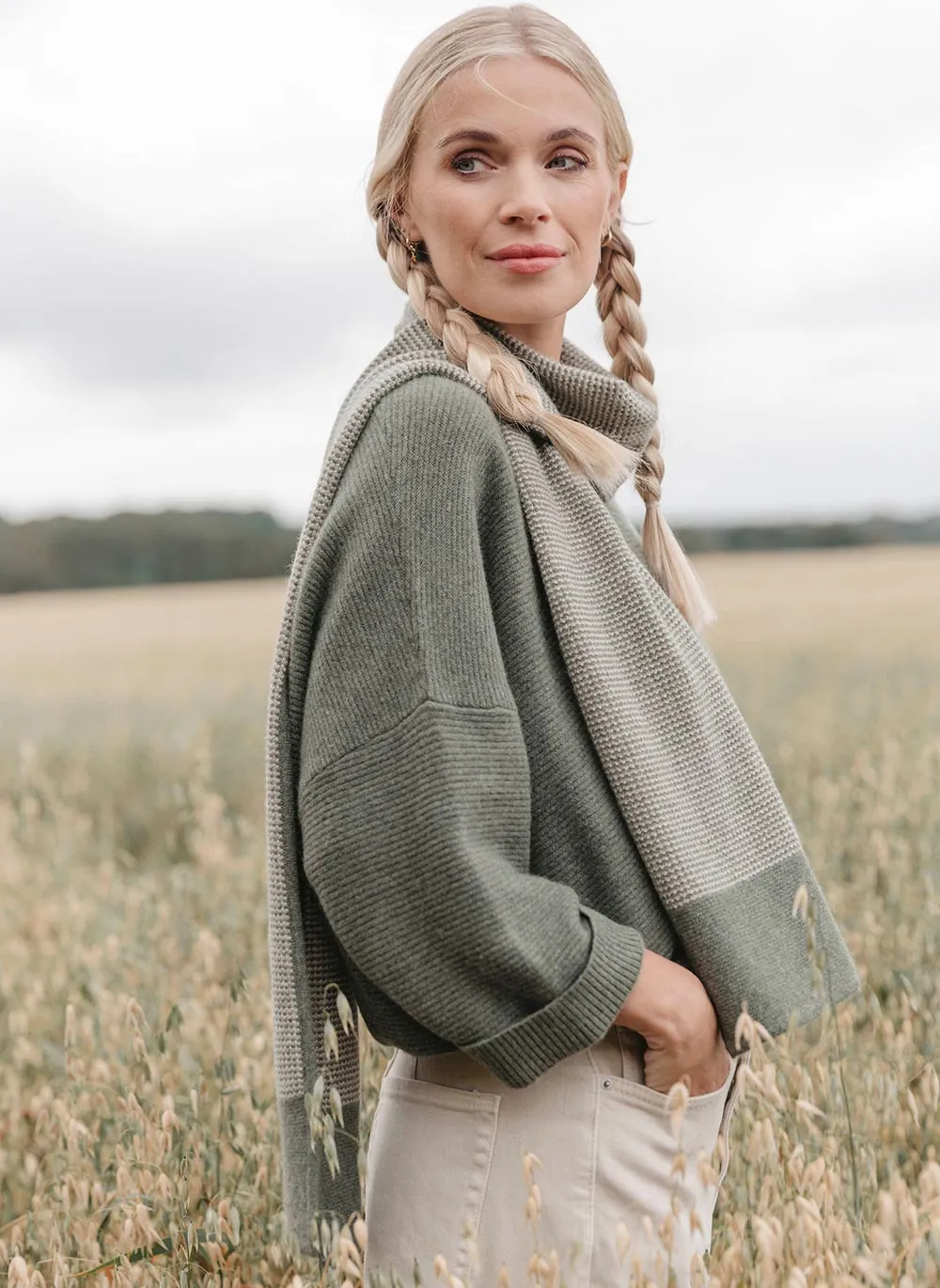 Textured Cashmere Scarf - Forest Green