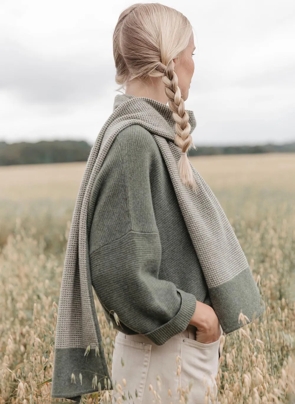 Textured Cashmere Scarf - Forest Green