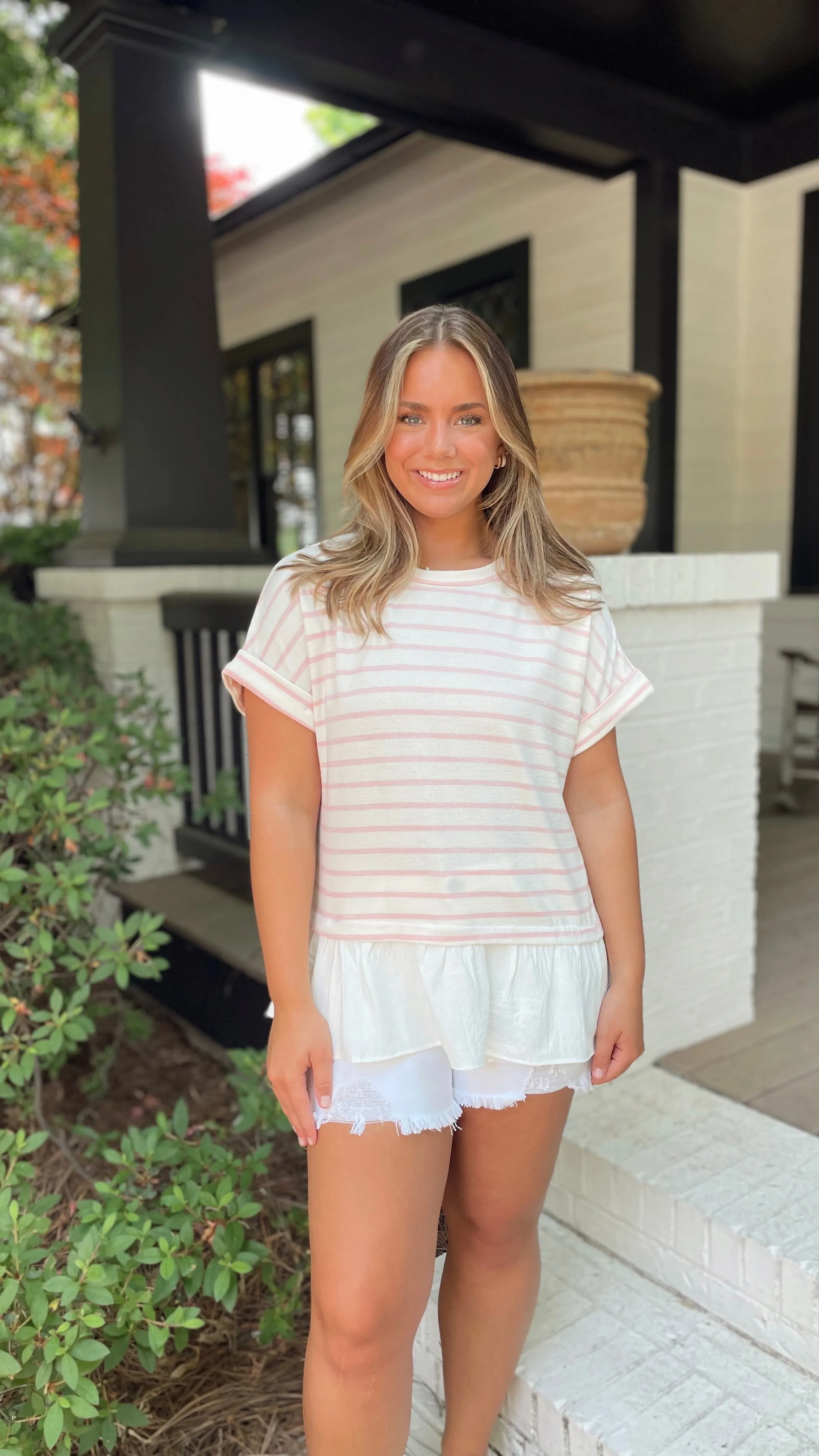 The Petal Pink Striped Top