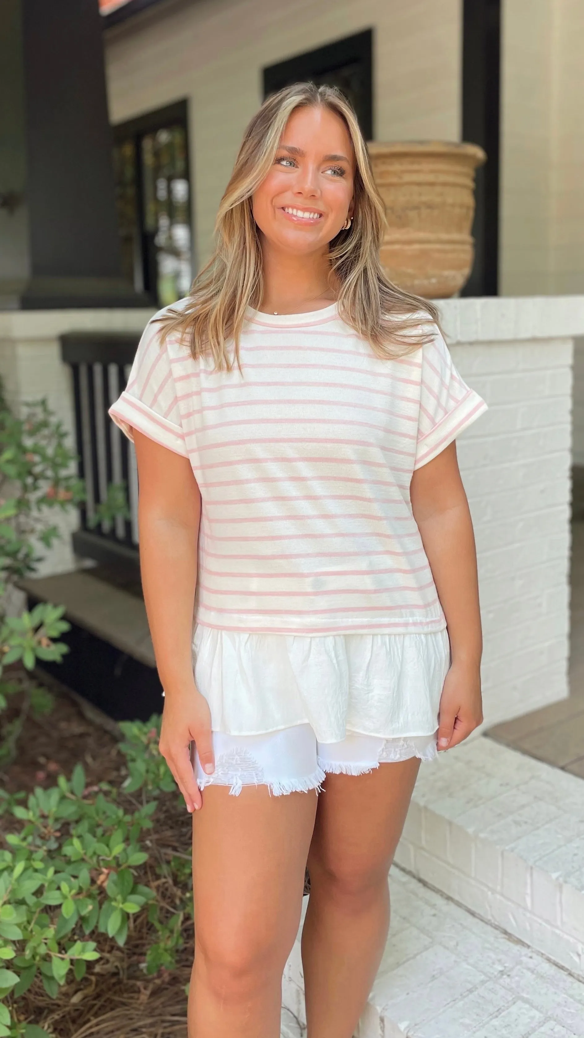 The Petal Pink Striped Top