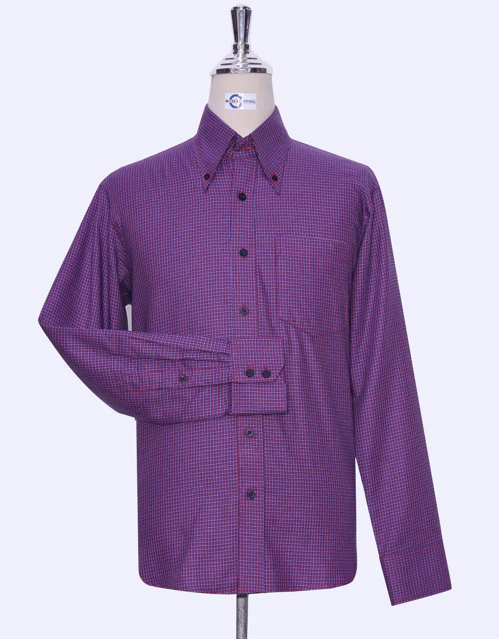 This Shirt Only -  Red Houndstooth Shirt Size M for Men