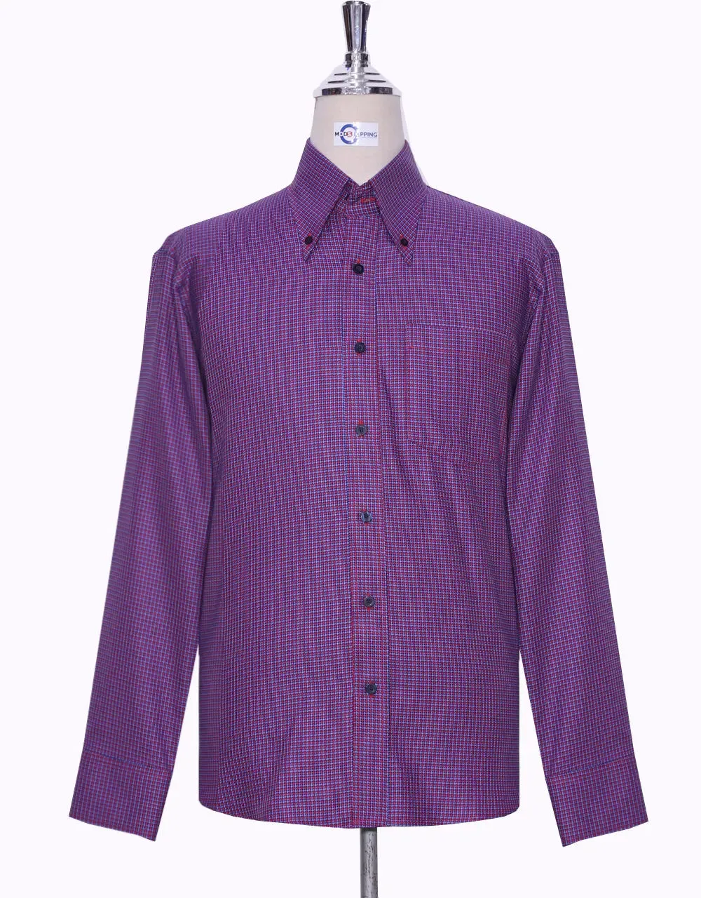 This Shirt Only -  Red Houndstooth Shirt Size M for Men