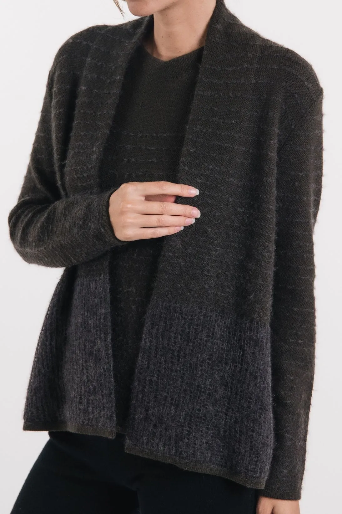 TICK STITCH MESH CARDIGAN
