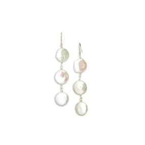 Triple Freshwater Coin Pearl Earrings