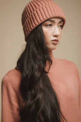 Unisex Made in Scotland Cashmere Beanie - Dusky Pink