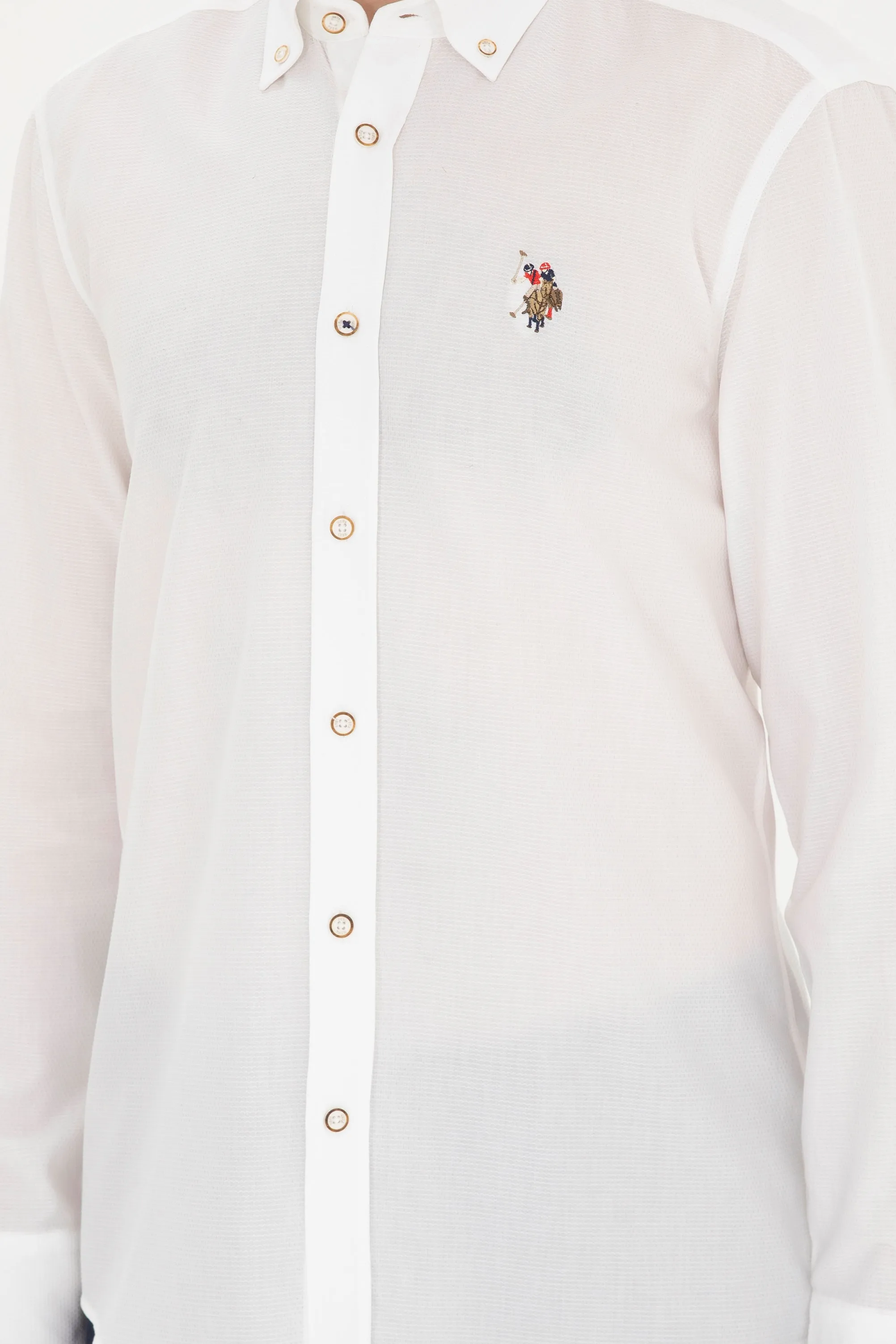 US Polo Assn. Men Shirt Slim Full Sleeve White VR013 USPSH344 USPA