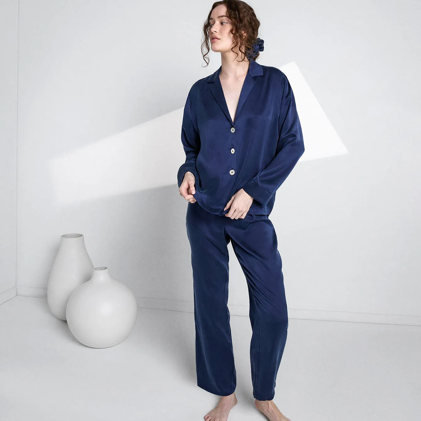 Washable Silk Long Sleeve Pant Set