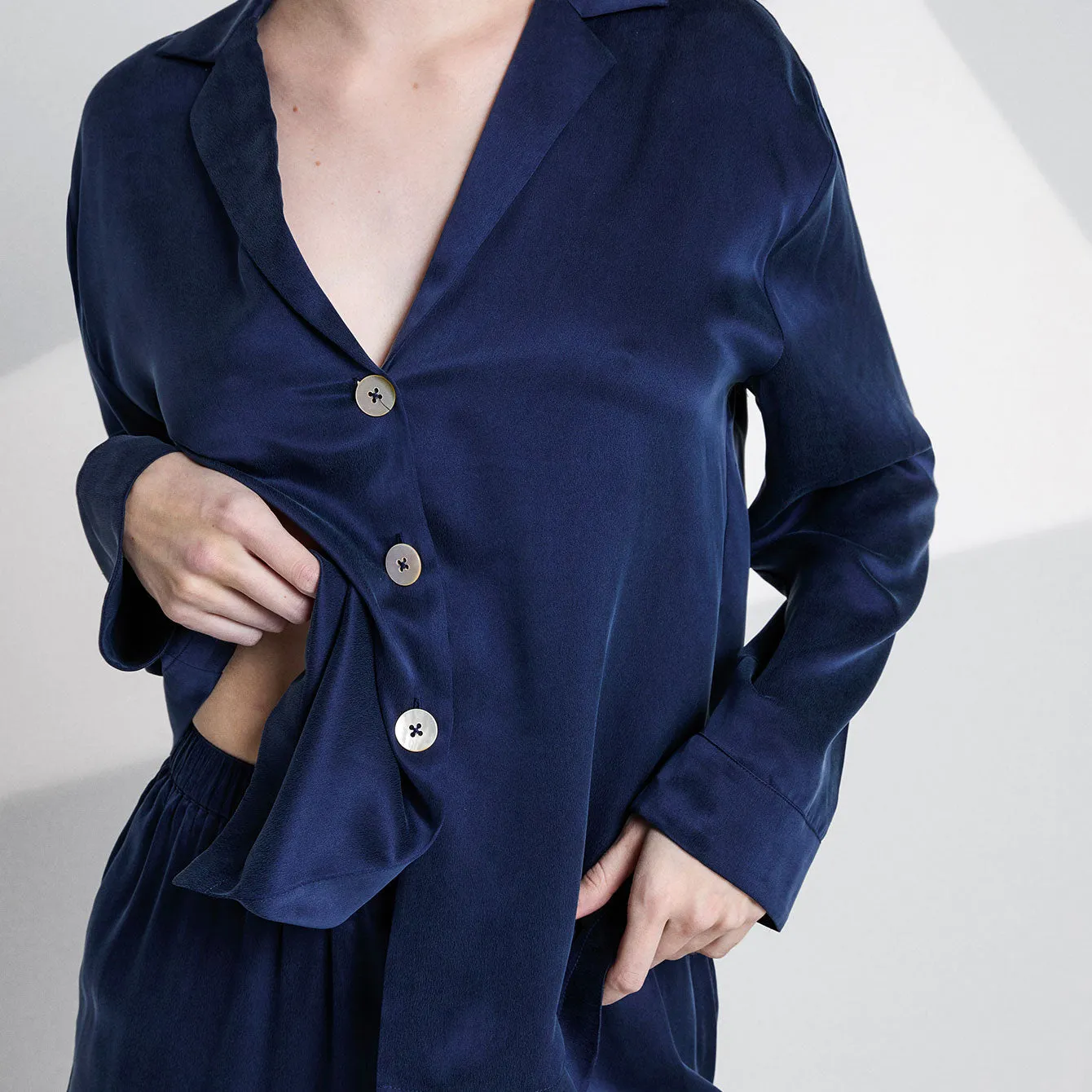 Washable Silk Long Sleeve Pant Set